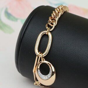 Chunky Rose Gold Chain Bracelet with Dangle Charm Accent, XPBL0722